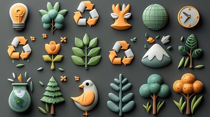 Fototapeta premium 3D environment icon set