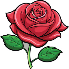 Rose Cartoon Style Vector Illustration Art