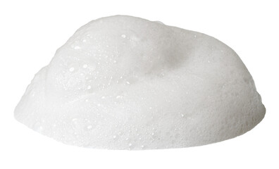 white liquid foam from soap or shampoo isolated with clipping path on background. set of detergent  shower gel bubble, white foam bubbles.