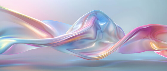 A colorful, flowing piece of fabric with a mountain in the background