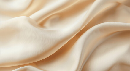 Obraz premium Light Beige Satin Background, Subtle Gradient, Smooth Fabric Texture, Soft Light and Shadow, Cosmetic and Fashion Backdrop