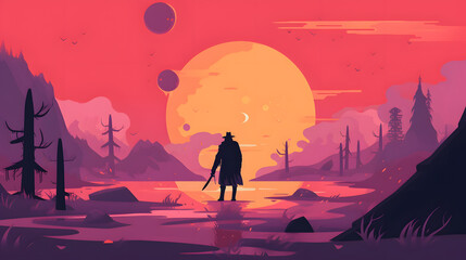 Naklejka premium Enemy Game illustration flat Vector
