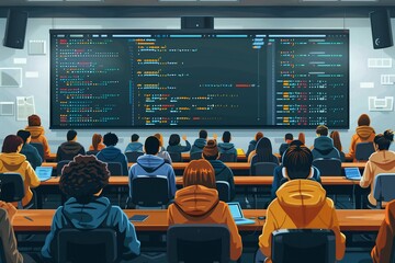 Students Learning Code in a Modern Classroom