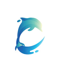 Fototapeta premium Gradient Dolphin icon logo design illustration