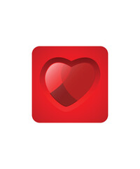 Gradient love heart in red icon logo design template