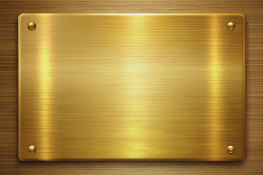 Luxurious golden metal plate with brushed textured finish, subtle gradient effect, and soft reflective surface, perfect for awards, recognition, or luxury product branding.