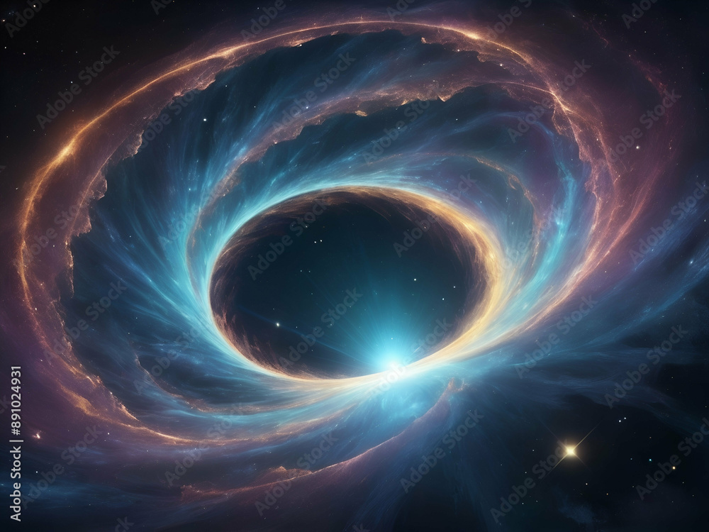 Wall mural abstract glowing wormhole in the outer space