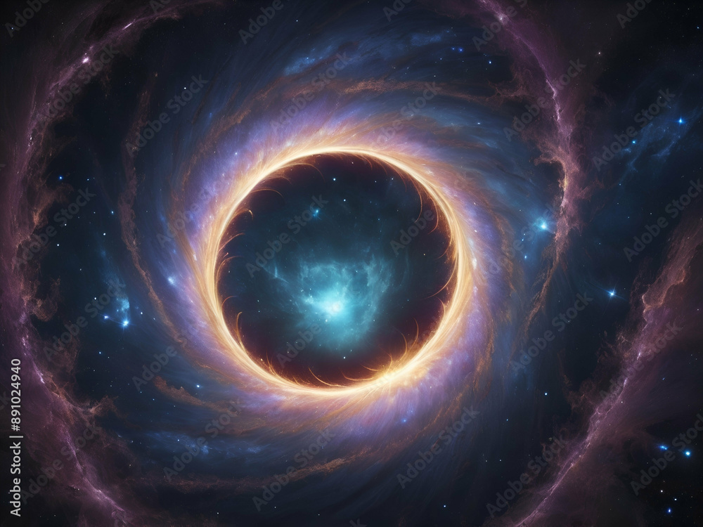 Wall mural abstract glowing wormhole in outer space background