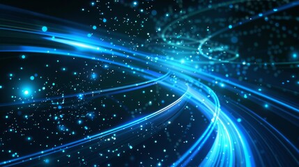 Obraz premium Blue Tech Luminescence: 1080P High-Precision Curved Light Effect Background, Simplistic Blue Curve Design with Strong Technological Sensibility for Graphic Design Projects