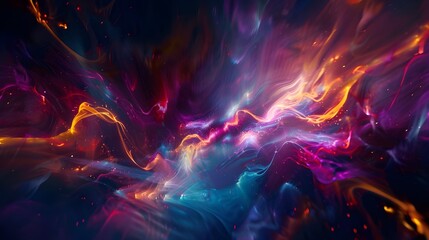 Abstract illustration image a flowing galaxy of colors and light. Generative AI