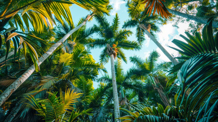 Obraz premium Tropical Paradise Palm Trees Sky View