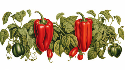 Botanical Peppers Illustration in the style of dictionary entry ~ Created using Generative AI