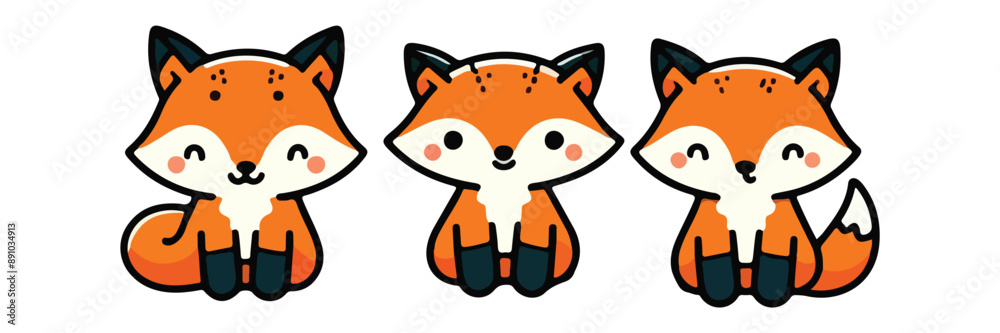 Poster cute fox vector