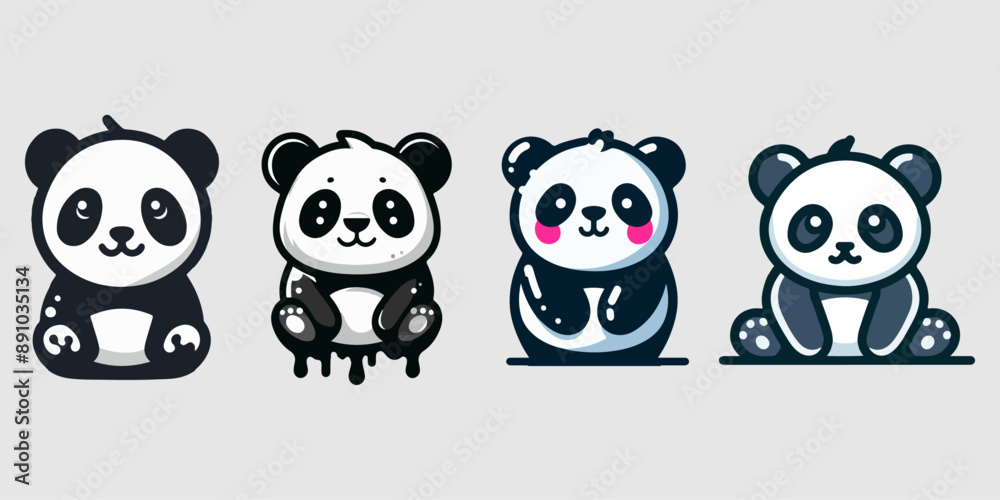 Poster cute panda vector