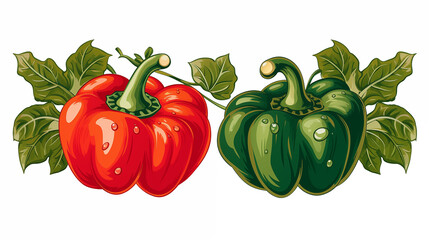 Botanical Peppers Illustration in the style of dictionary entry ~ Created using Generative AI
