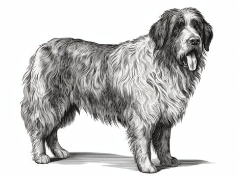 recommend clip art: Black and white Vintage engraved art of a sheepdog isolated on white background, ink sketch illustration, simple vector art design, highly detailed line art, high contrasty 