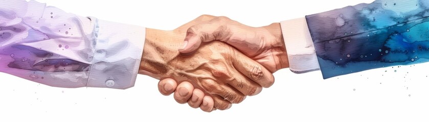 Fototapeta premium Artistic Handshake in Watercolor Style