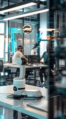 Fototapeta premium An innovative workspace with collaborative robots (cobots) working alongside humans