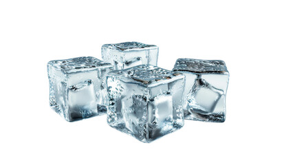 Crystal Clear Ice Cubes on Transparent Background