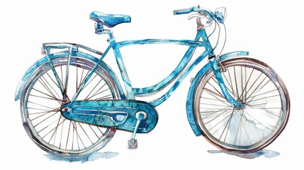 Watercolor Illustration of Vintage Bicycle