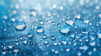 Water drops on blue background