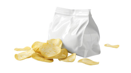 A Bag of Potato Chips Spilled on a Black Background