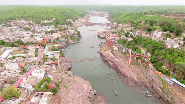 Rishikesh wire bridge over ganga river