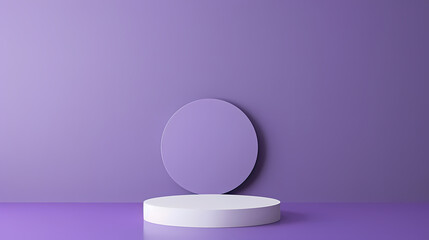 Minimalist purple background with product display stand