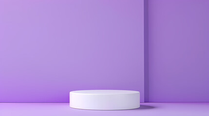 Minimalist purple background with product display stand