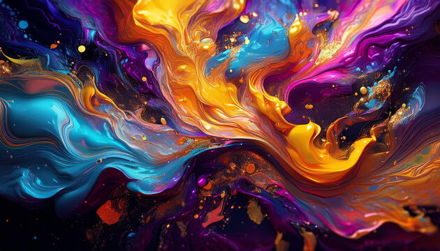 Kolorowa tekstura, płynna farba dekoracja generative ai 