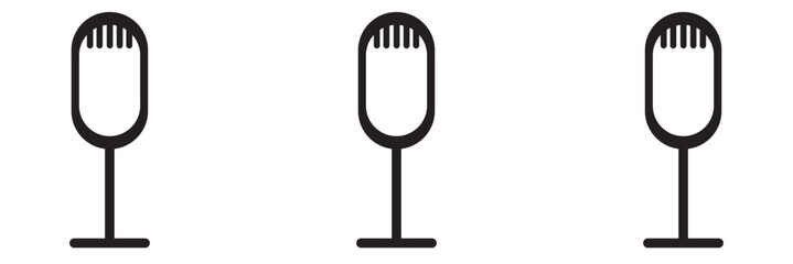 Microphone icon set vector mic icon symbol ; Podcast microphone web icon ; record, audio, sound, voice icons