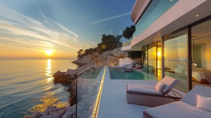 Obraz premium A house is reflected in the water. The reflection of the house is blurry