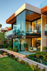 Obraz premium A tall building with balconies and windows