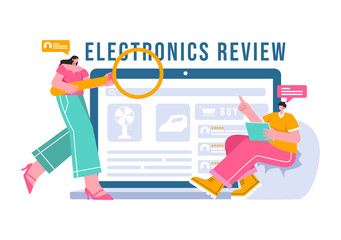 Electronics Review Vector Illustration with Customer Ratings on Quality of Service or Application and Providing Feedback in a Flat Cartoon Background