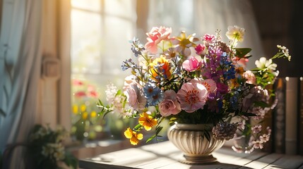 Beautiful bouquet of flowers in the interior