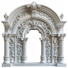 Obraz premium Gothic White Arch with Columns Isolated Background Classic Design