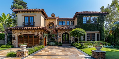 Obraz premium Luxury villa in the tropics. 3D rendering