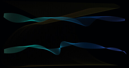 abstraction black background wave colored lines