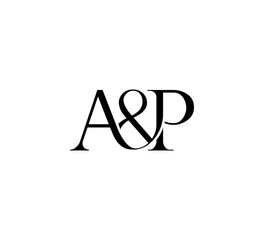 Initial Letter Logo. Ampersand Symbol. Logotype design. Simple Luxury Black Flat Vector AP