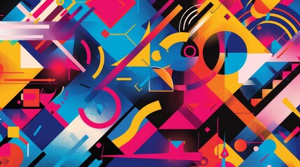 Fototapeta premium A bold mix of contrasting colors and sharp geometric shapes creates a dynamic and eye-catching abstract background. 