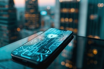 Mobile phone with a cybersecurity app open, showcasing protection for mobile devices and personal data