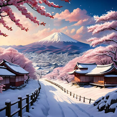 Japan sakura and the nice building