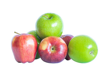 red and green apples isolated