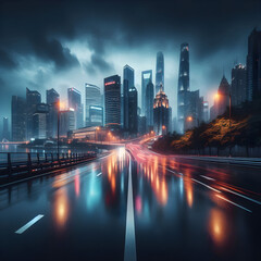 city skyline at night