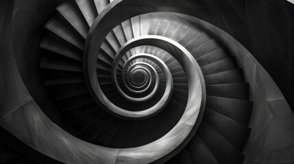 abstract illustration of a spiral staircase leading downward into darkness, illustrating the descent into depressive states and the feeling of being trapped in a downward spiral