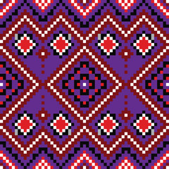 Pixel fabric ,Abstract ethnic geometric pattern design for background or Wallpaper.