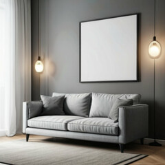 Modern Interior Background Empty Frame Mockup