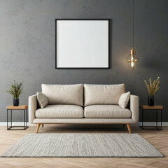 Modern Interior Background Empty Frame Mockup