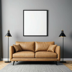 Modern Interior Background Empty Frame Mockup
