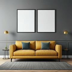 Modern Interior Background Empty Frame Mockup